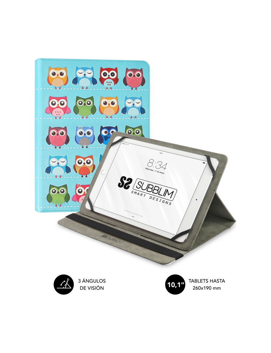SUBBLIM Funda Tablet Universal TRENDY CASE OWLS 10.1"