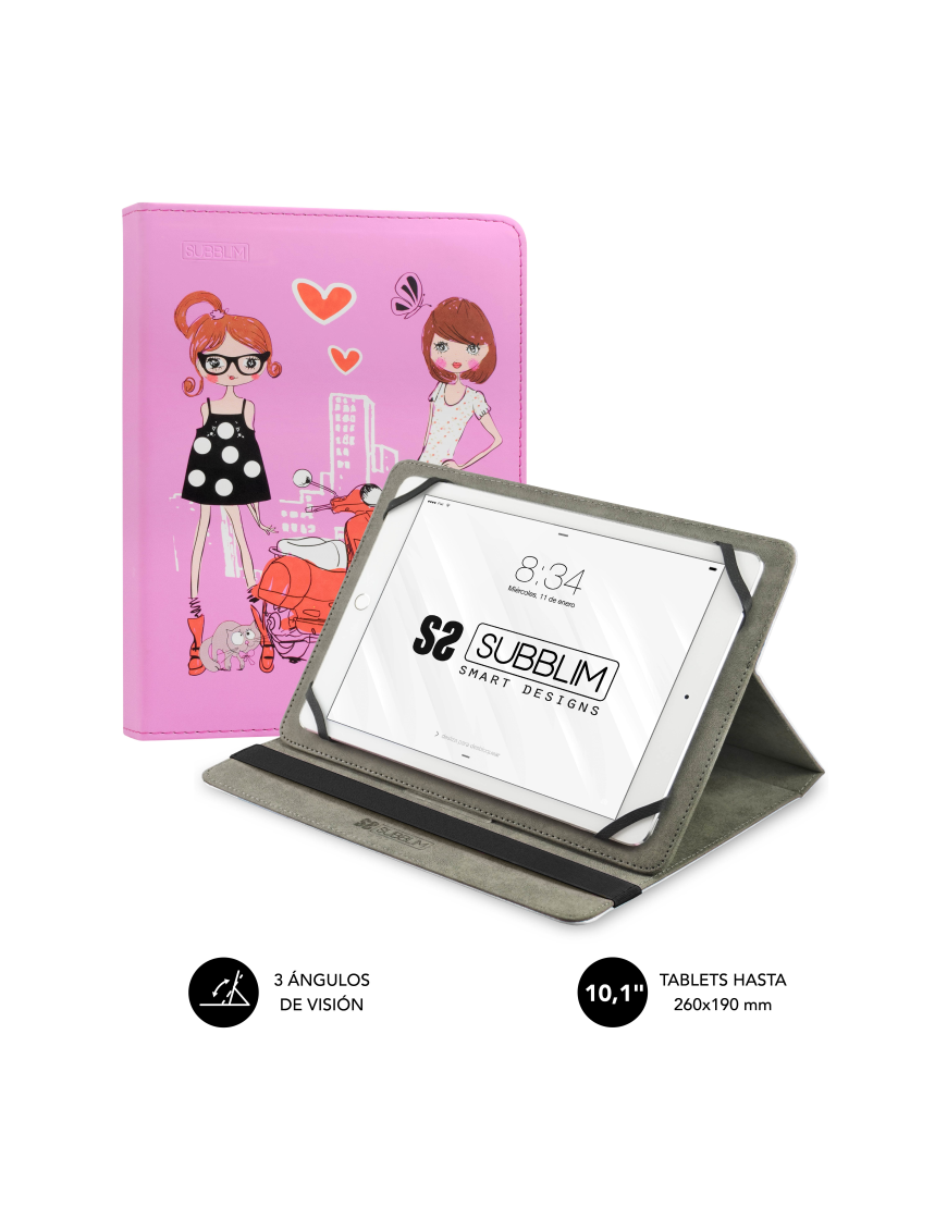 SUBBLIM Funda Tablet Universal TRENDY CASE FASHION GIRLS 10.1"