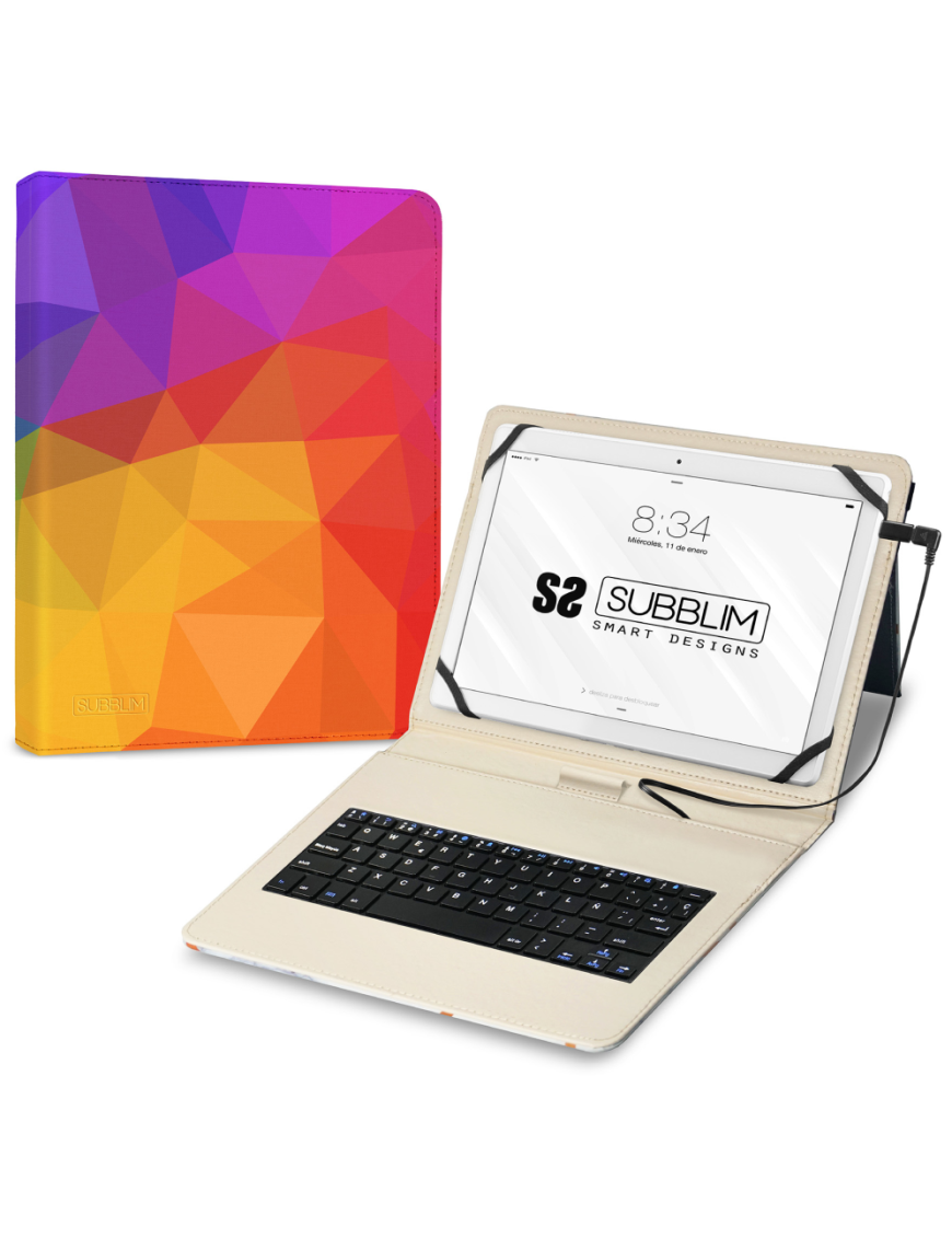SUBBLIM Funda con Teclado Micro USB – Type C KEYTAB USB 11" Triangulos