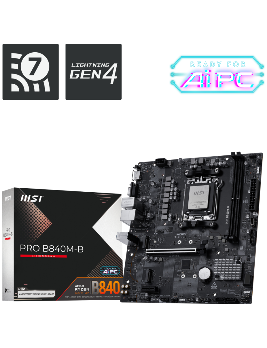 MSI PRO B840M-B placa base AMD B840 Zócalo AM5 micro ATX