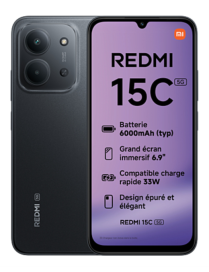 Xiaomi Redmi 15C 5G 17,5 cm (6.9") Ranura híbrida Dual SIM USB Tipo C 4 GB 256 GB 6000 mAh Negro