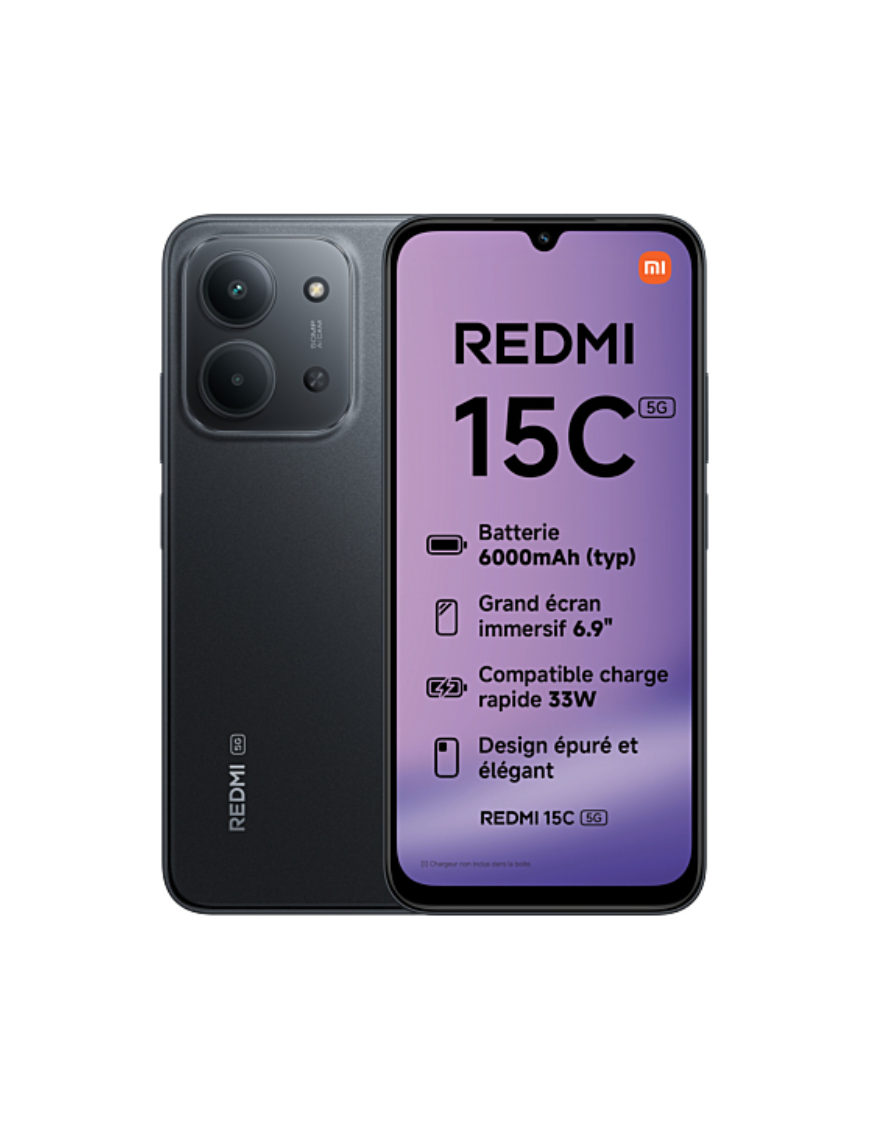 Xiaomi Redmi 15C 5G 17,5 cm (6.9") Ranura híbrida Dual SIM USB Tipo C 4 GB 256 GB 6000 mAh Negro