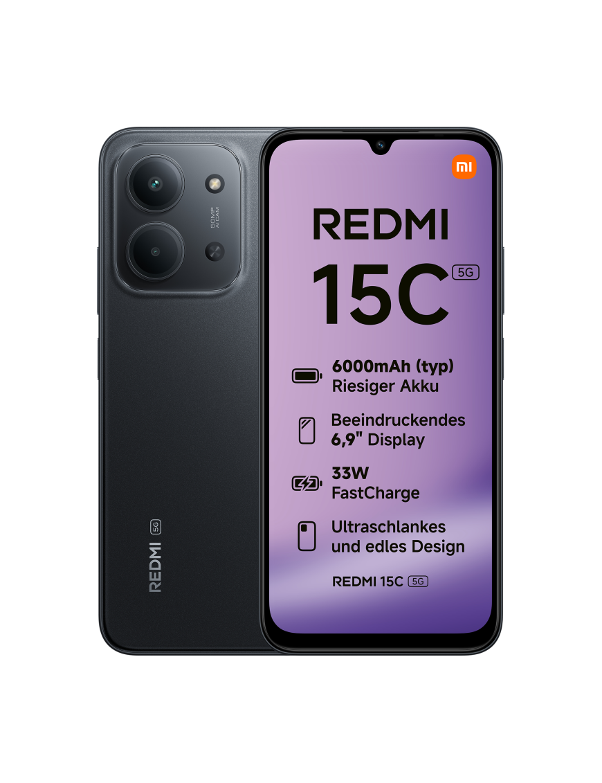 Xiaomi Redmi 15C 17,5 cm (6.9") 5G USB Tipo C 4 GB 128 GB 6000 mAh Negro