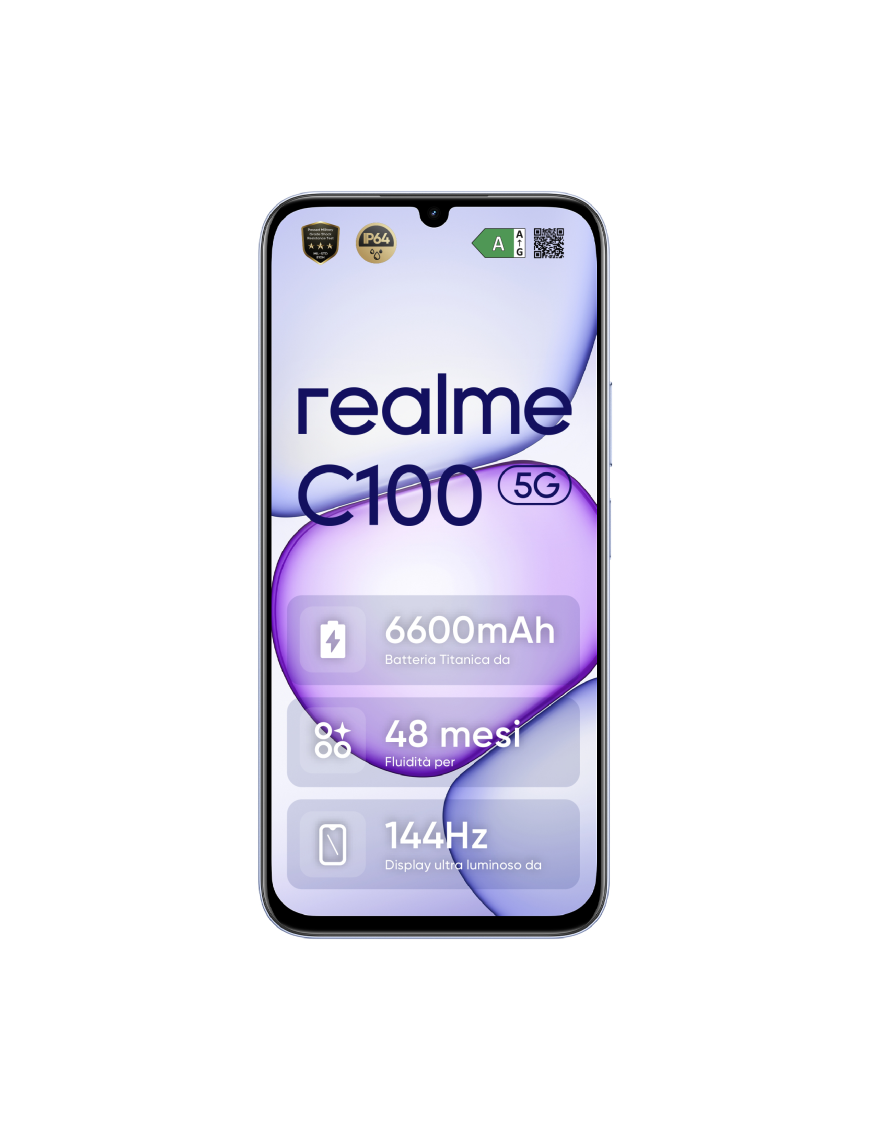 realme C100 5G 17,3 cm (6.8") SIM doble Android 16.0 USB Tipo C 4 GB 256 GB 6600 mAh Púrpura