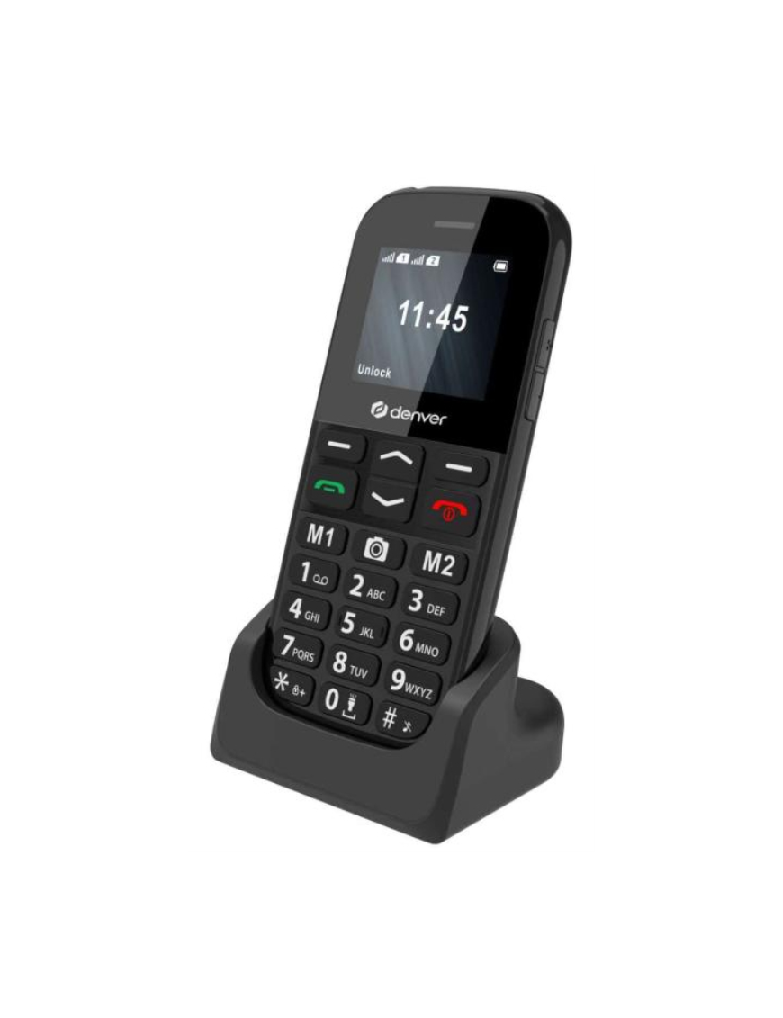 Denver BAS-18800L teléfono móvil 4,5 cm (1.77") Negro Teléfono para personas mayores