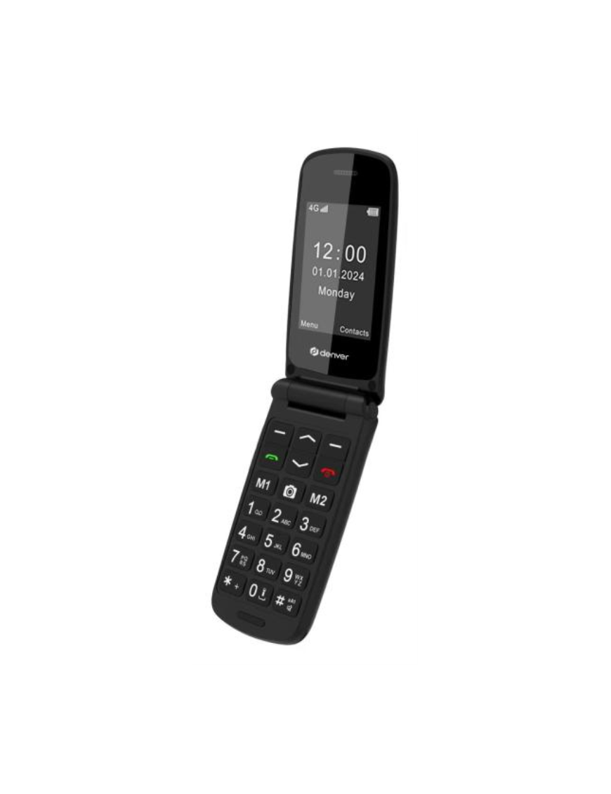 Denver BAS-24800L teléfono móvil 6,1 cm (2.4") Negro Teléfono para personas mayores
