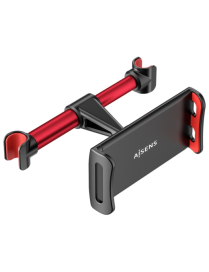 AISENS Soporte Coche Ajustable (1 Pivote) Para Reposacabezas Para Telefono / Tablet, Rojo