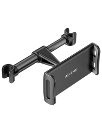 AISENS Soporte Coche Ajustable (1 Pivote) Para Reposacabezas Para Telefono / Tablet, Negro