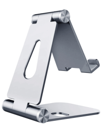 AISENS Soporte De Sobremesa Tamaño M Ajustable (2 Pivotes) Para Movil / Tablet, Plata