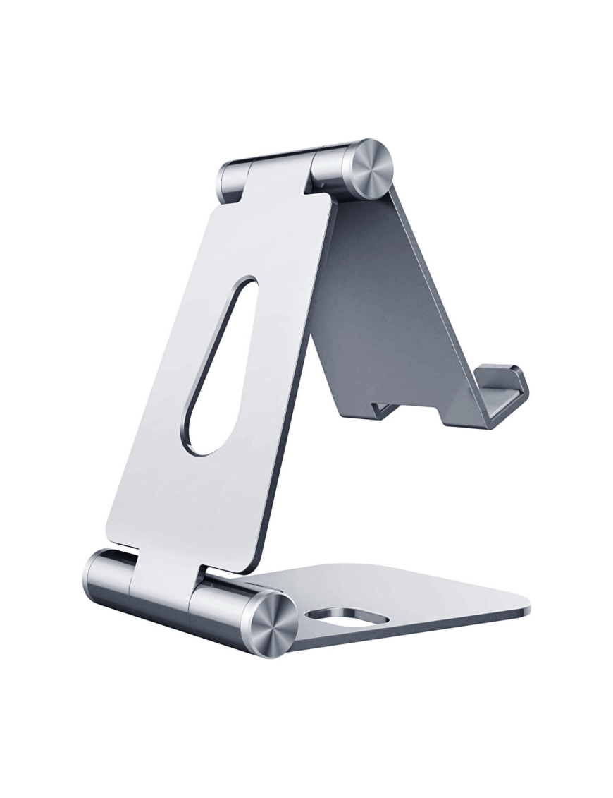 AISENS Soporte De Sobremesa Tamaño M Ajustable (2 Pivotes) Para Movil / Tablet, Plata