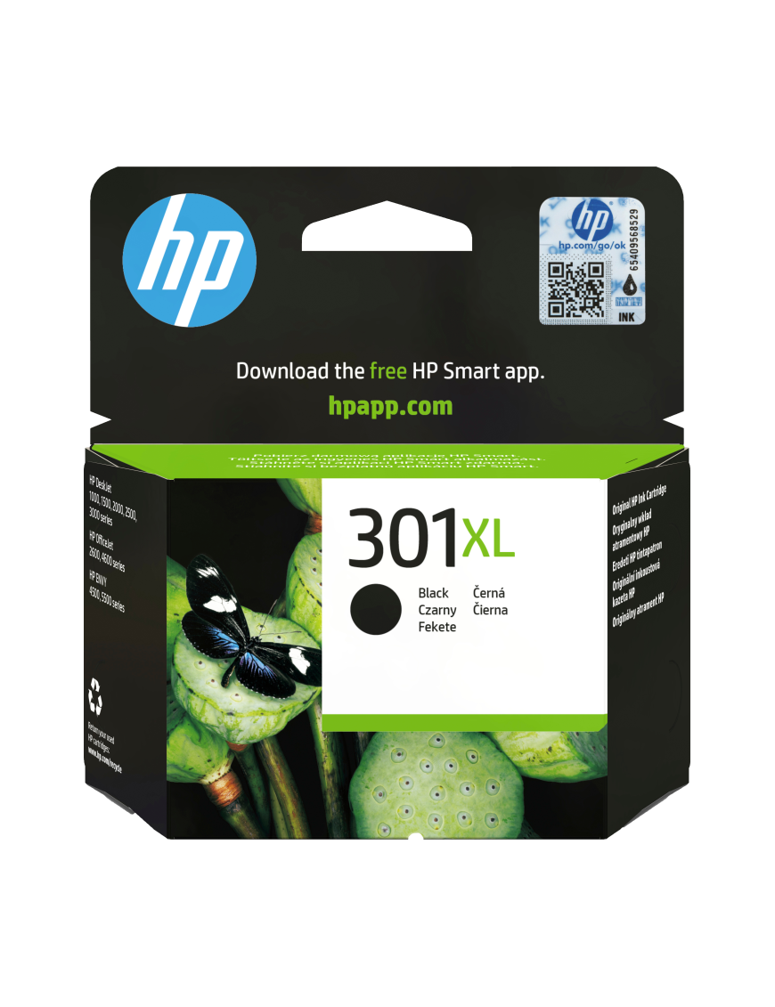 HP Cartucho de tinta original 301XL de alta capacidad negro