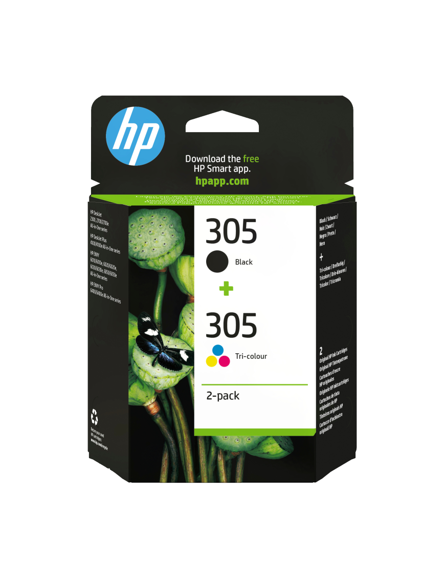 HP Paquete de 2 cartuchos de tinta original 305 tricolor / negro