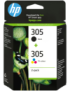HP Paquete de 2 cartuchos de tinta original 305 tricolor / negro