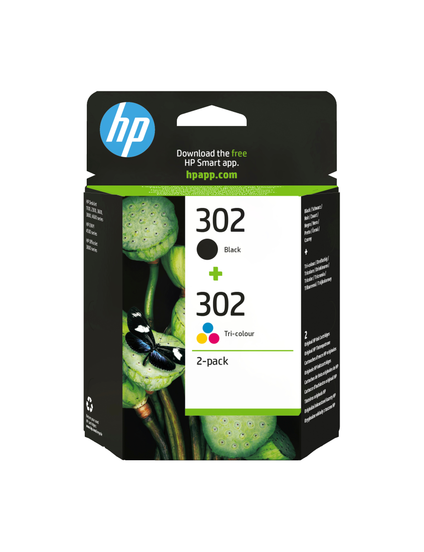 HP Paquete de ahorro de 2 cartuchos de tinta original 302 negro/tricolor