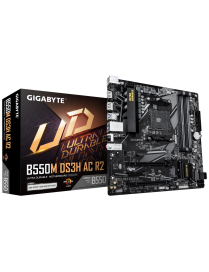 GIGABYTE B550M DS3H AC R2 Placa base - Procesadores AMD Ryzen 5000, VRM de 5+3 fases, hasta 4733 MHz DDR4 (O.C.), 1x M.2 PCIe