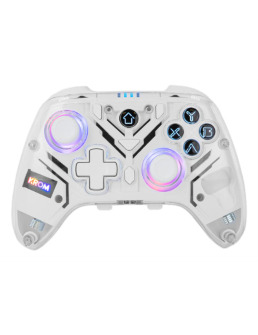 Krom NXKROMKRYSTAL mando y volante Transparente, Blanco Bluetooth/USB Gamepad Analógico/Digital Android, Nintendo Switch