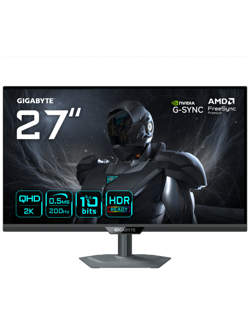 GIGABYTE G27Q20 Monitor Gaming 27” QHD - 2560 x 1440, 200Hz, 0.5ms, Compatible con G-Sync, FreeSync Premium, HDR10, HDMI 2.0
