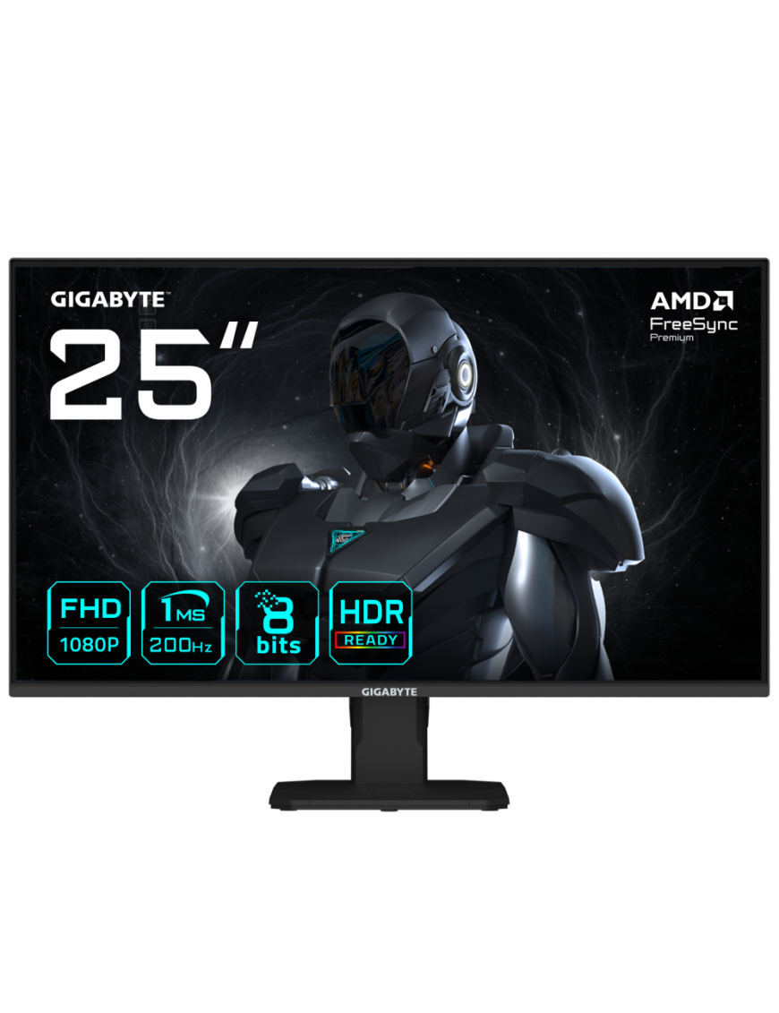 GIGABYTE GS25F2 Monitor Gaming 25" FHD - 1920 x 1080, 200Hz, 1ms, 300 cd/m², Display HDR 10, HDMI 2.0, DisplayPort 1.4