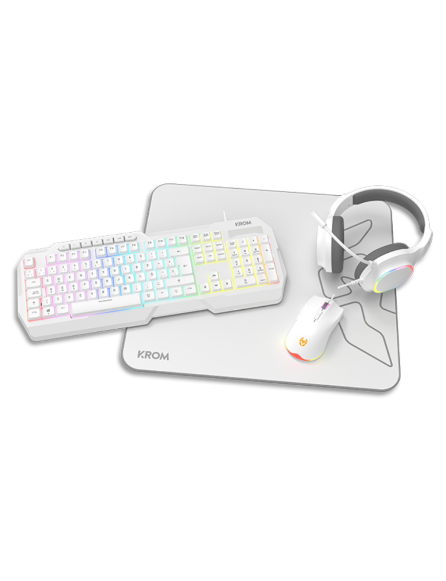 Krom Kenta 4 in 1 RGB Gaming Kit, Blanco