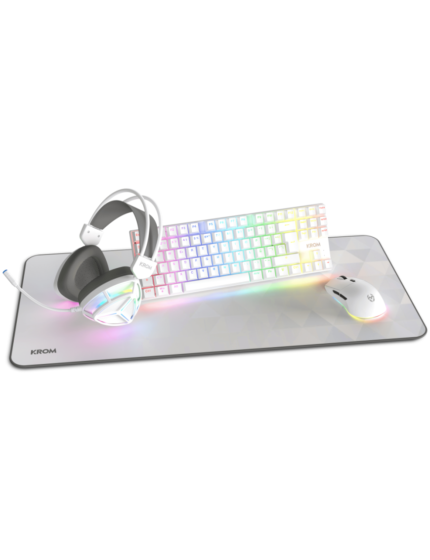 Krom NXKROMKLASS teclado Ratón incluido Juego USB QWERTY Inglés Blanco
