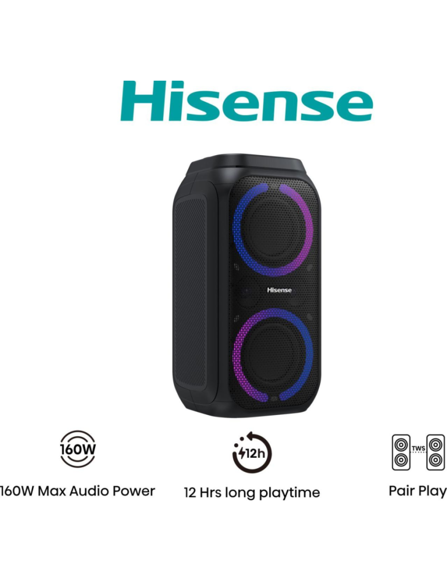 Hisense Party Rocket 160 Altavoz para fiestas Negro 160 W