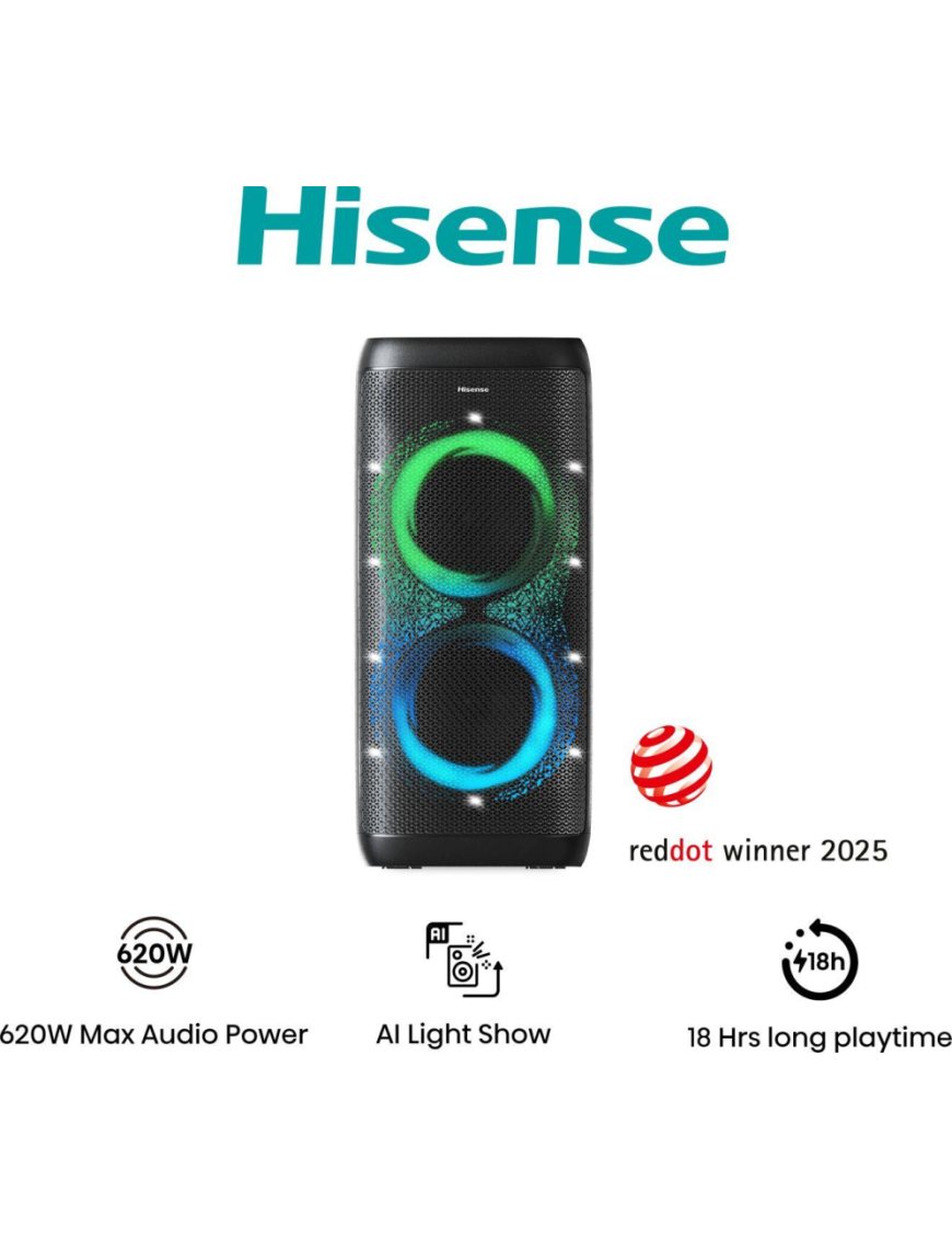 Hisense Party Thunder Altavoz para fiestas Negro 620 W