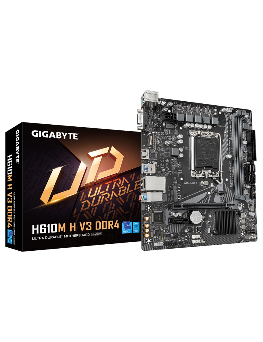 GIGABYTE H610M H V3 DDR4 Placa base - Compatible con procesadores Intel Core 14th CPUs, 4+1+1 Hybrid Phases Digital VRM, up to