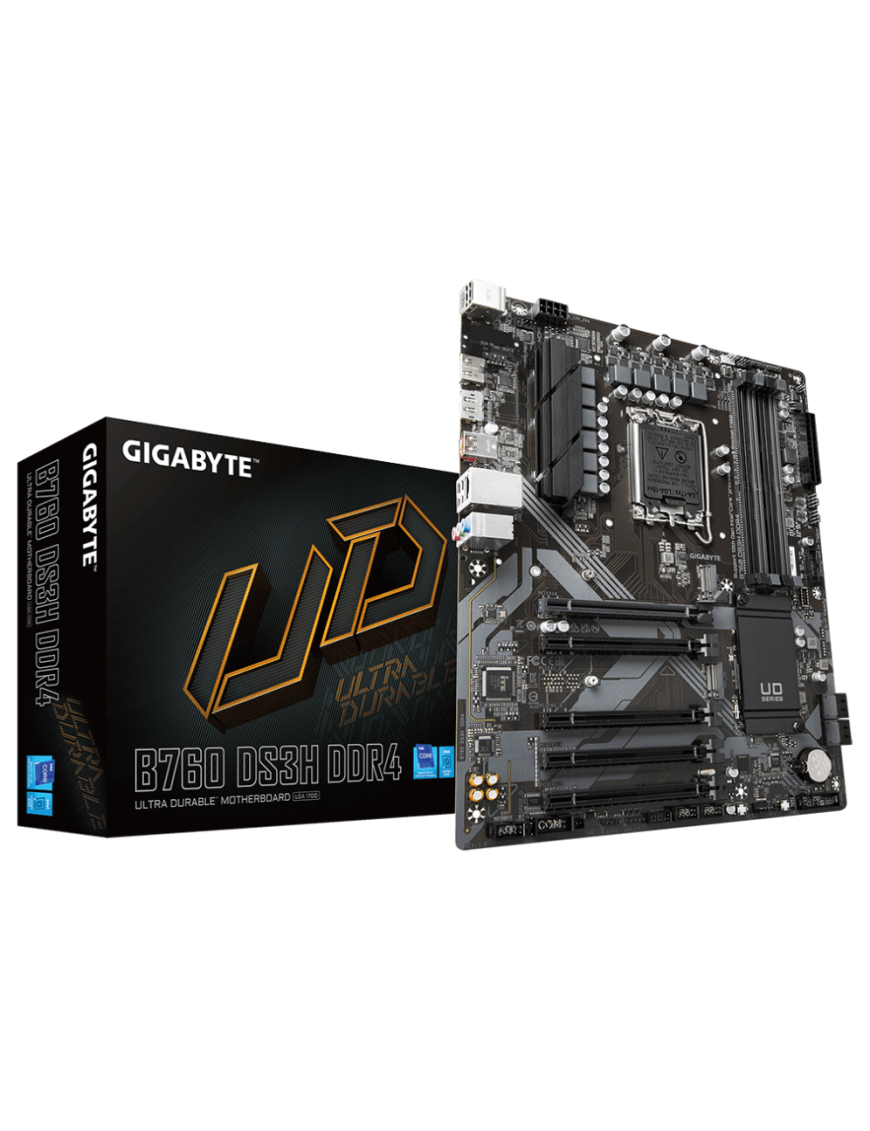 GIGABYTE B760 DS3H DDR4 Placa base - Soporta CPUs Intel Core de 14ª generación, VRM digital de 18+2+1 fases, hasta 5333MHz DDR4