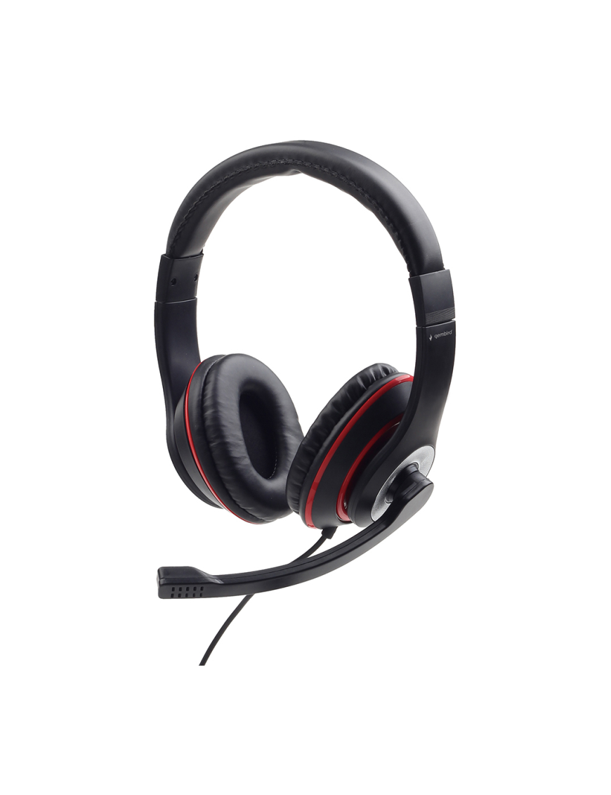 Gembird MHS-03-BKRD auricular y casco Auriculares Alámbrico Diadema Juego Negro, Rojo