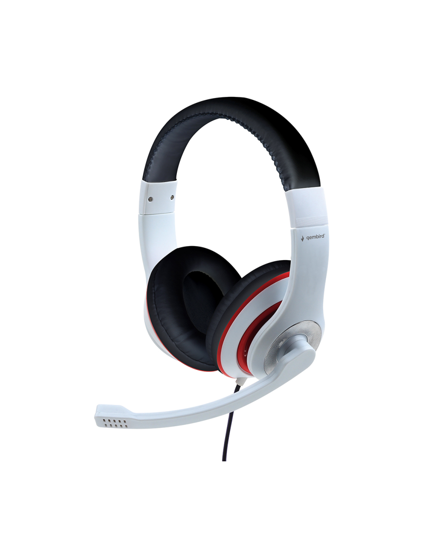Gembird MHS-03-WTRDBK auricular y casco Auriculares Alámbrico Diadema Juego Negro, Rojo, Blanco