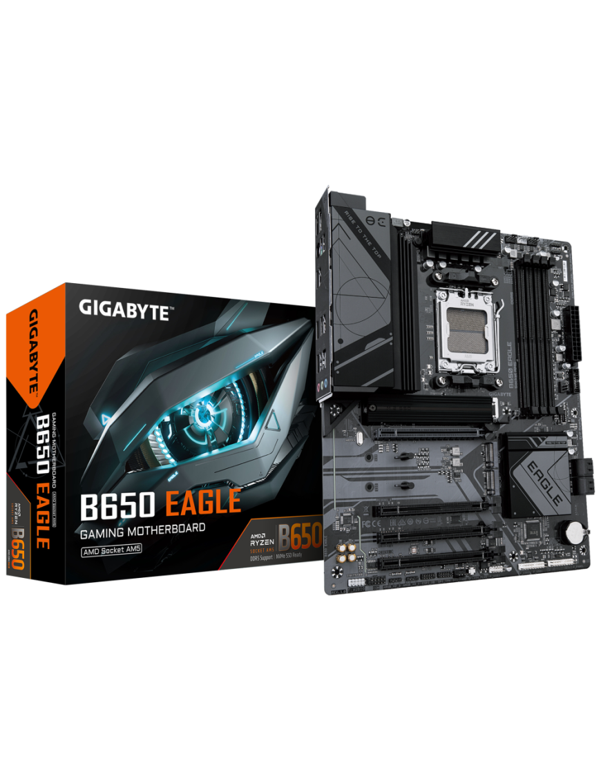 GIGABYTE B650 EAGLE Placa base - AMD Ryzen serie 9000, VRM de 12+2+2 fases, hasta 7600 MHz DDR5 (OC), 1xPCIe 5.0 + 2xPCIe 4.0