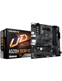 GIGABYTE Placa base A520M DS3H V2 - Soporta CPUs AMD Ryzen serie 5000 AM4, hasta 4733 MHz DDR4 (OC), PCIe 3.0 x16, LAN GbE, USB