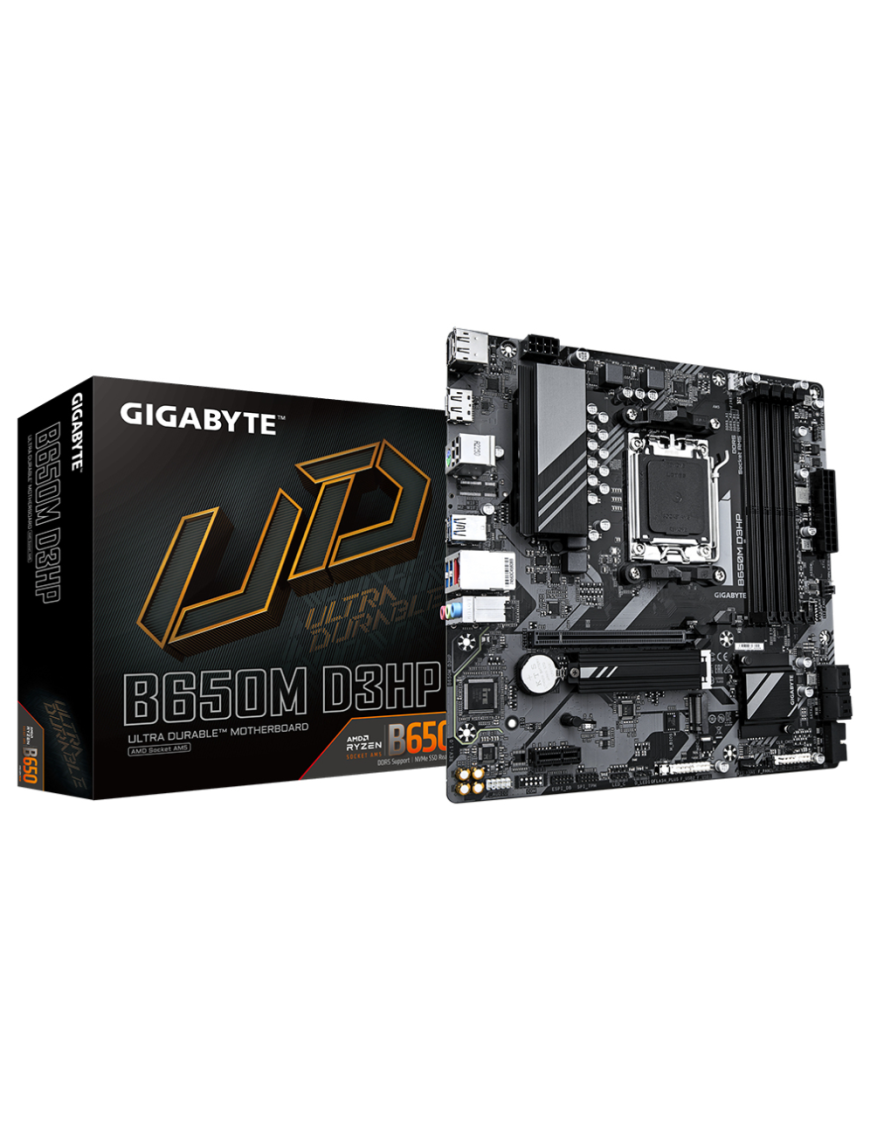 GIGABYTE B650M D3HP Placa base - AMD Ryzen serie 9000, VRM de 5+2+2 fases, hasta 7600 MHz DDR5 (OC), 2xPCIe 4.0 M.2, LAN 2,5