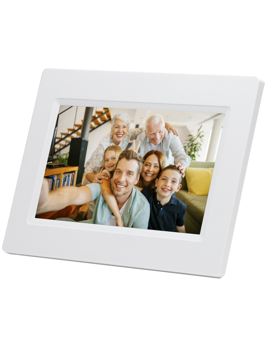 Denver PFF-710WHITE marco fotográfico digital Blanco 17,8 cm (7") Pantalla táctil Wifi