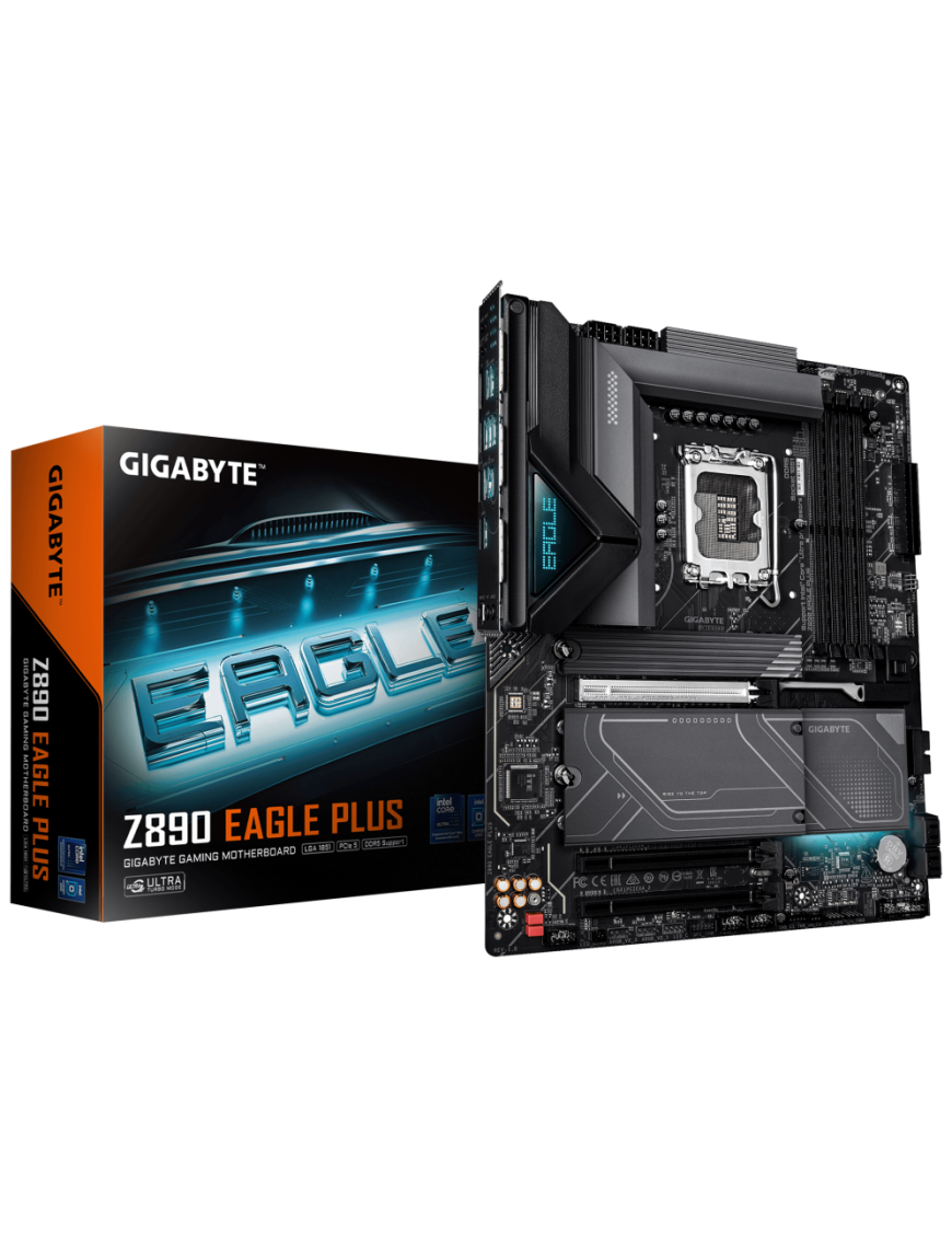 GIGABYTE Z890 EAGLE PLUS Placa Base – Compatible con procesadores Intel Core Ultra (Serie 2), VRM de 14+1+2 fases, hasta 9466