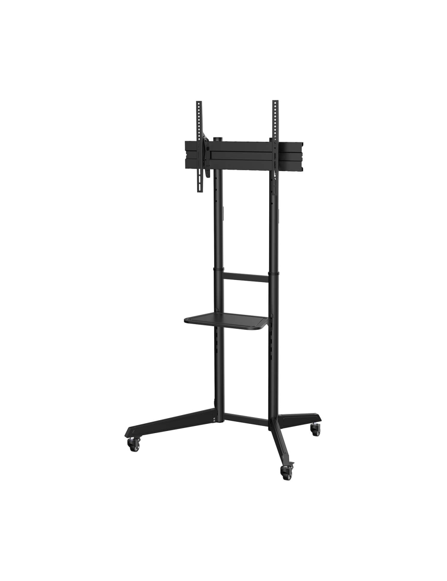 AISENS Soporte de Suelo ECO con Rueda, Bandeja para DVD para Monitor/TV 50Kg de 37-70, Negro