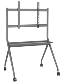 AISENS Soporte De Suelo Pro Con Rueda, 1 Bandeja Para Pantalla Interactiva/TV 120kg De 50-86, Negro