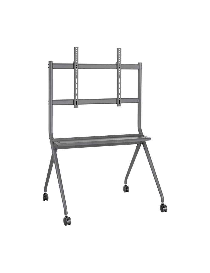 AISENS Soporte De Suelo Pro Con Rueda, 1 Bandeja Para Pantalla Interactiva/TV 120kg De 50-86, Negro