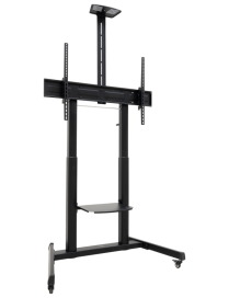 TooQ “AQUILES” Soporte de Suelo con Ruedas con Regulación de Altura para Pantallas 60"-100", Negro