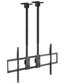 TooQ Soporte de Techo Extensible con doble mástil para Pantallas 60”-120", Negro