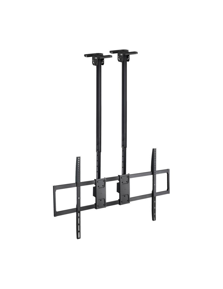 TooQ Soporte de Techo Extensible con doble mástil para Pantallas 60”-120", Negro
