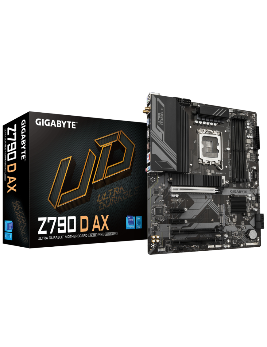 GIGABYTE Z790 D AX Placa base - Soporta CPUs Intel Core de 14ª generación, VRM digital de 12+1+1 fases, hasta 7600MHz DDR5 (OC)