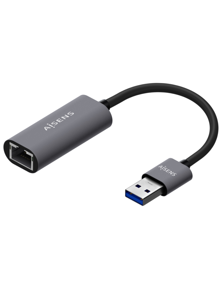 AISENS Conversor USB 3.0 A Ethernet Gigabit 10/100/1000 Mbps, Gris, 15cm