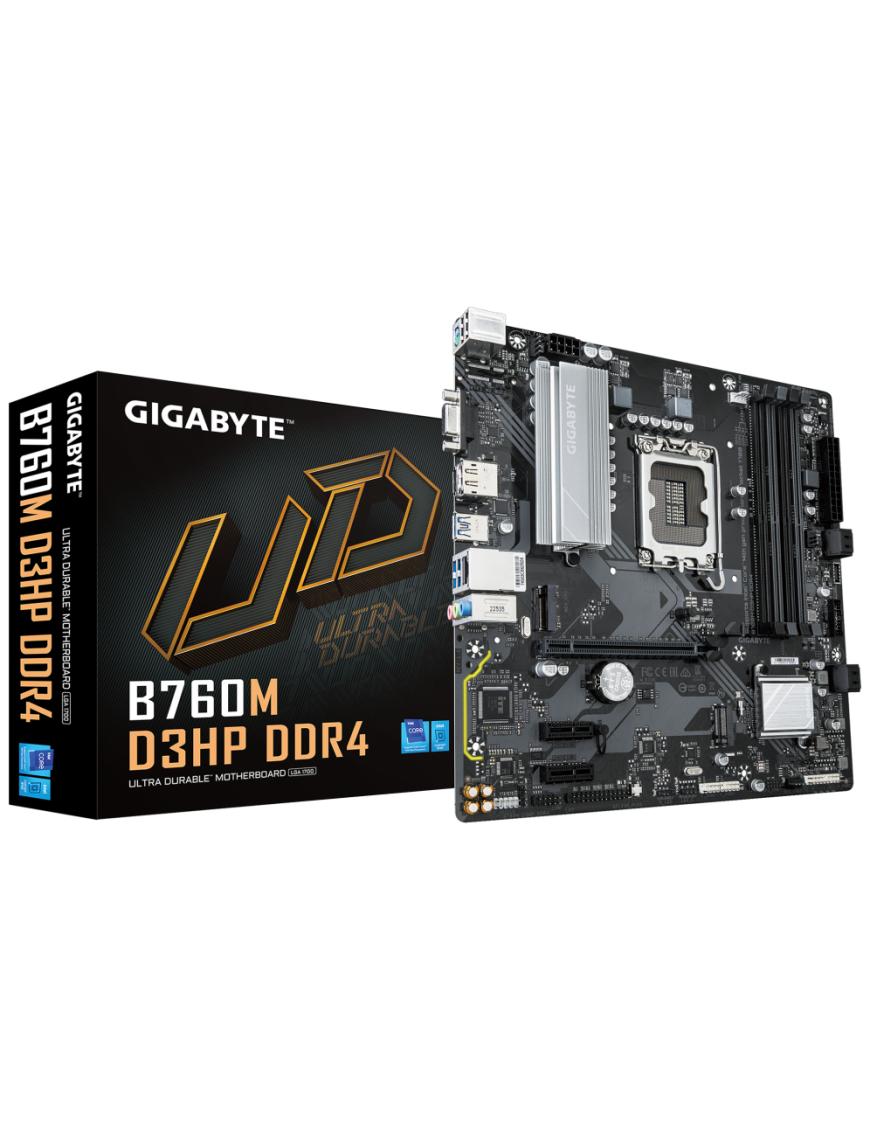 GIGABYTE B760M D3HP DDR4 Placa base - Soporta CPUs Intel Core de 14ª generación, VRM digital de 4+1+1 fases, hasta 5333MHz DDR4