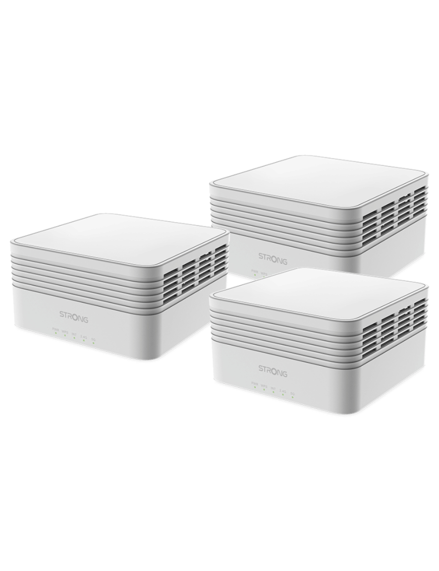 Strong MESHTRIAX3000 sistema Wi-Fi Mesh (Wi-Fi en malla) Doble banda (2,4 GHz / 5 GHz) Wi-Fi 6 (802.11ax) Blanco 3 Interno