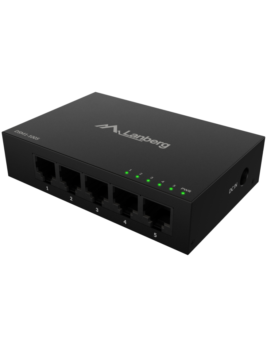 Lanberg DSM1-1005 switch No administrado Gigabit Ethernet (10/100/1000) Escritorio Negro