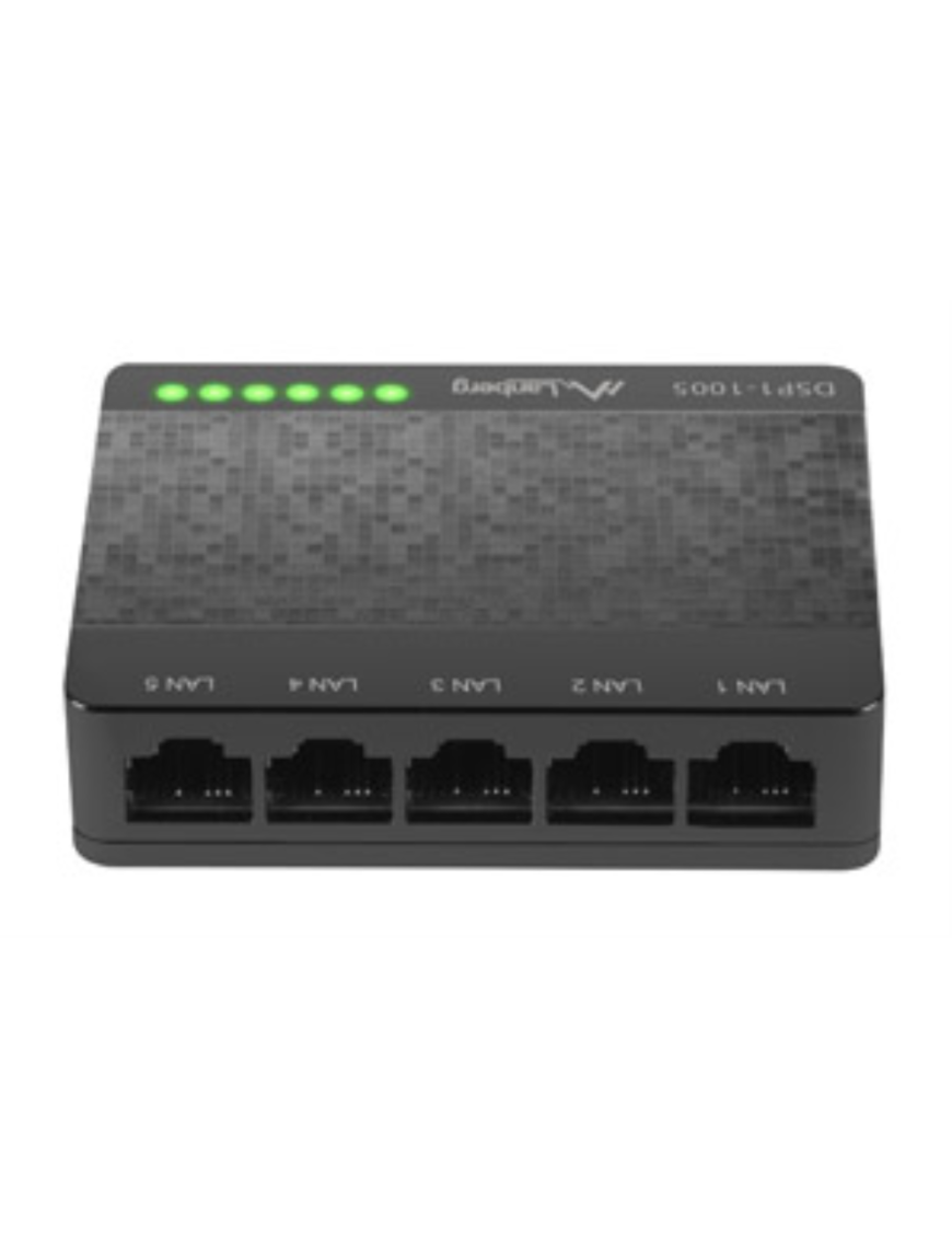 Lanberg DSP1-1005 switch No administrado Gigabit Ethernet (10/100/1000) Negro, Gris