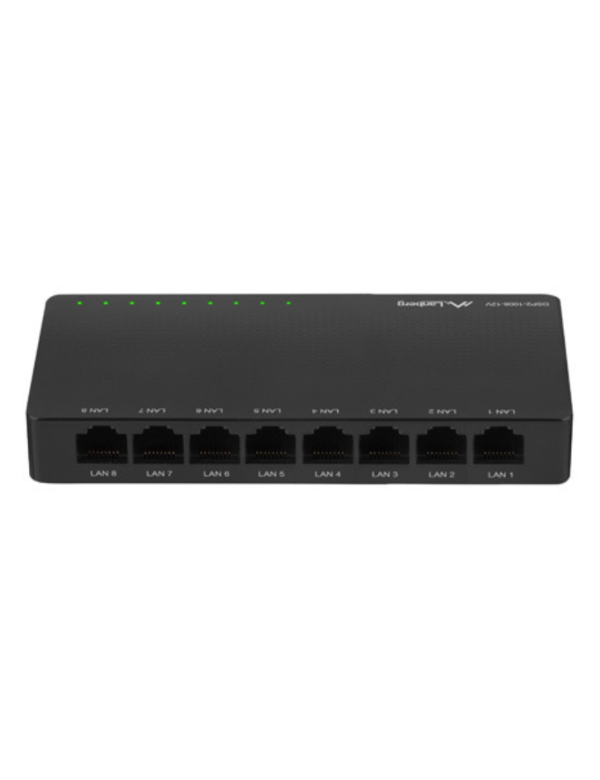 Lanberg DSP2-1008-12V switch No administrado Gigabit Ethernet (10/100/1000) Negro