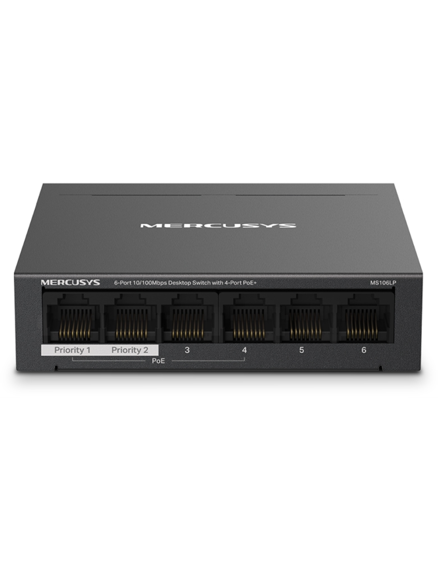 Mercusys MS106LP switch Gestionado Fast Ethernet (10/100) Energía sobre Ethernet (PoE) Negro