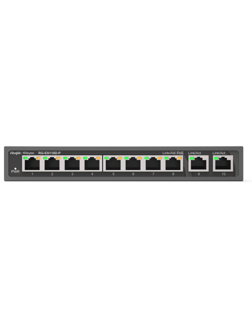 Ruijie Networks RG-ES110D-P switch No administrado Fast Ethernet (10/100) Energía sobre Ethernet (PoE) Negro